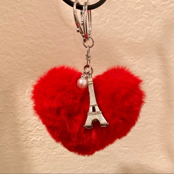 “Ringarde” Emily in Paris Inspired Bag Charm Key Chain Eiffel Tower Faux Fur ❤️ - Picture 2 of 5